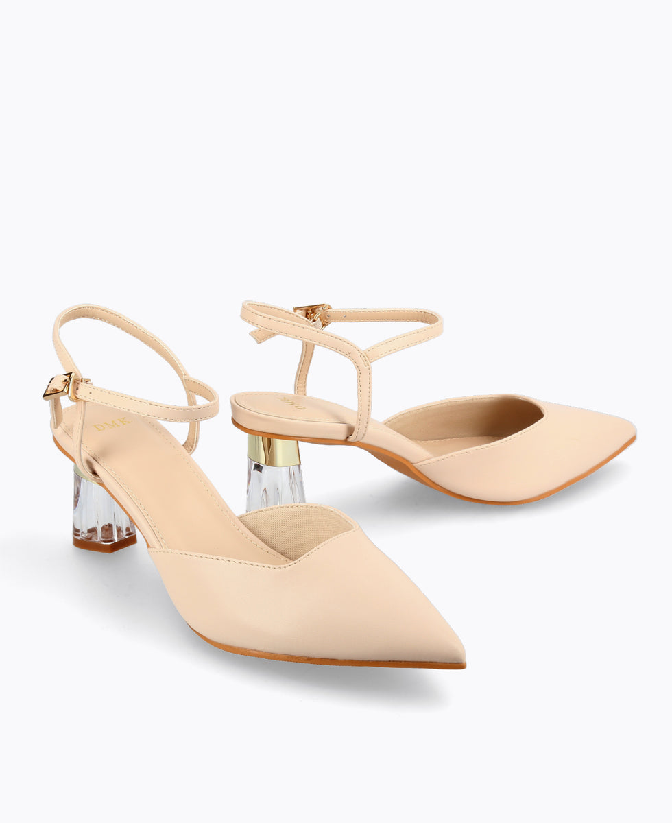 Clear beige heels best sale