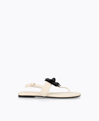 Louisa Thong Flat Sandals - Beige