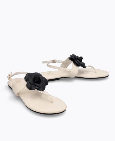 Louisa Thong Flat Sandals - Beige