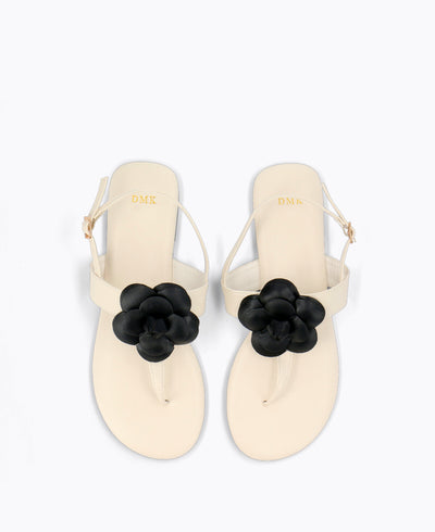 Louisa Thong Flat Sandals - Beige