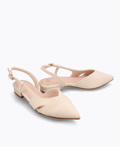 Ferlyn Slingback Flat Pumps - Beige