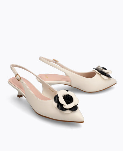 Rosé Slingback Heel Pumps - Beige