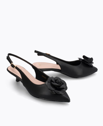 Rosé Slingback Heel Pumps - Black