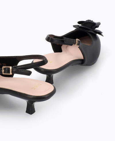 Rosé Slingback Heel Pumps - Black