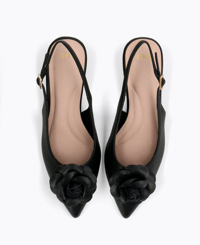 Rosé Slingback Heel Pumps - Black