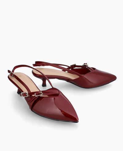 Adelia Slingback Heel Pumps - Maroon