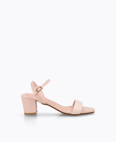 Evelyn Block Heel Sandals - Floral Pink