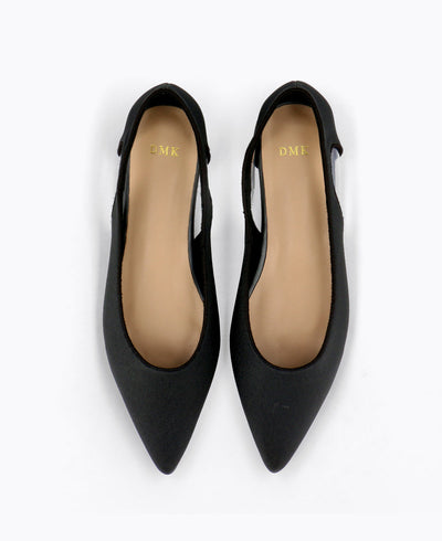 Sylvie Glitter Flat Pumps - Black