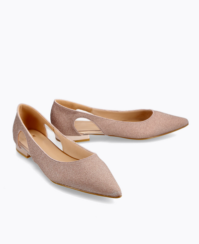 Sylvie Glitter Flat Pumps - Pink Quartz