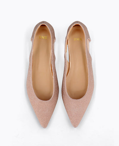 Sylvie Glitter Flat Pumps - Pink Quartz