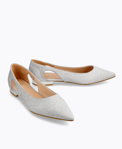 Sylvie Glitter Flat Pumps - Silver