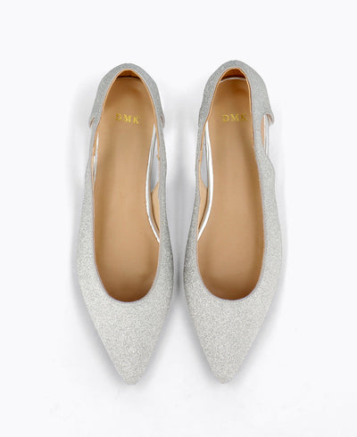 Sylvie Glitter Flat Pumps - Silver