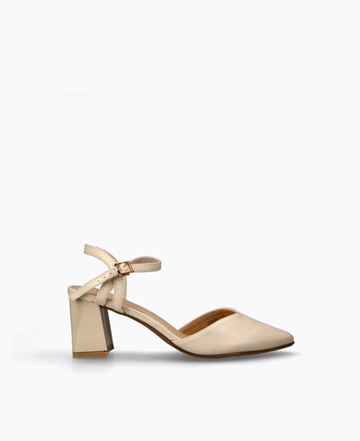 Margot Block Heel Pumps - Beige