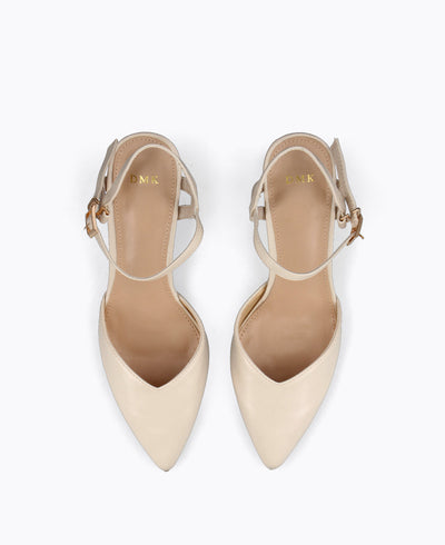 Margot Block Heel Pumps - Beige