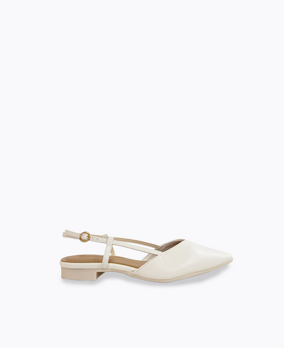 Brianna Slingback Flat Pumps - Beige