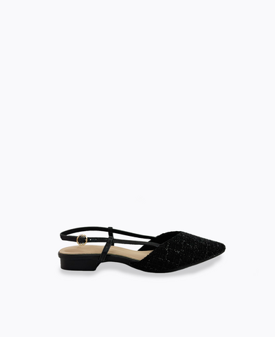 Brianna Slingback Flat Pumps - Black