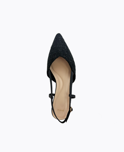 Brianna Slingback Flat Pumps - Black