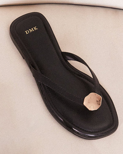 Maple Thong Flat Sandals - Black