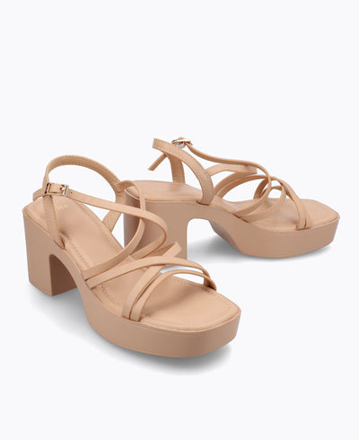 Natalie Platform Heel Sandals - Nude