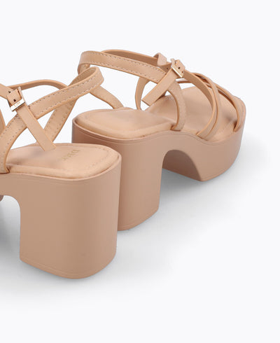 Natalie Platform Heel Sandals - Nude