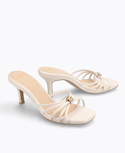 Angie Heel Sandals - Beige