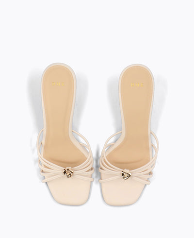 Angie Heel Sandals - Beige