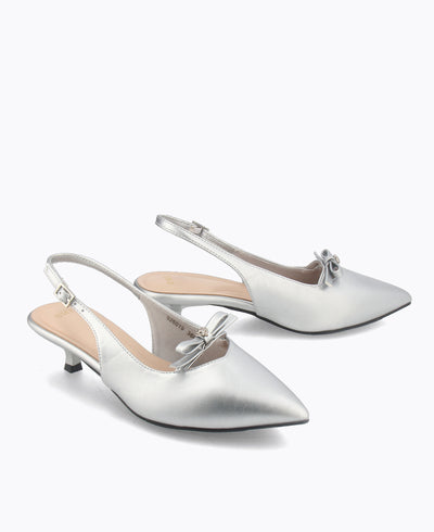 Madelyn Slingback Heel Pumps - Silver