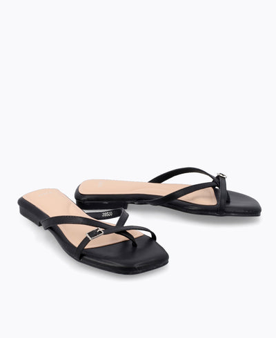 Isabelle Flat Sandals - Black