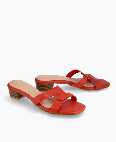 Aria Heel Sandals - Coral