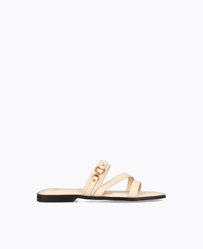 Aubrey Strappy Flat Sandals - Beige