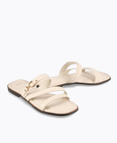 Aubrey Strappy Flat Sandals - Beige