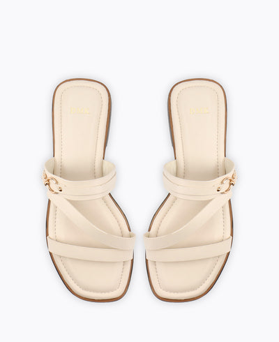 Aubrey Strappy Flat Sandals - Beige