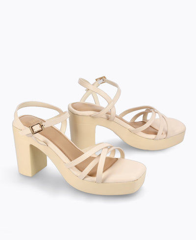 Uplift Me Platform Heel Sandals - Beige