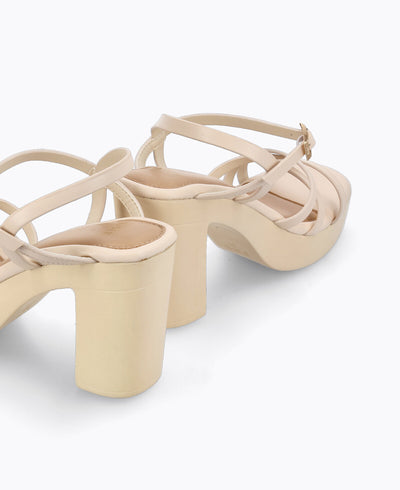 Uplift Me Platform Heel Sandals - Beige