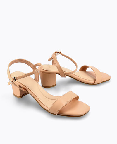 Evelyn Block Heel Sandals - Nude Pink