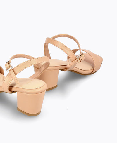 Evelyn Block Heel Sandals - Nude Pink