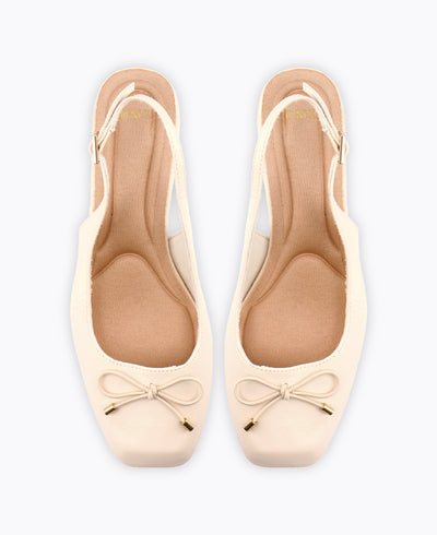 Paris Slingback Heel Pumps - Beige