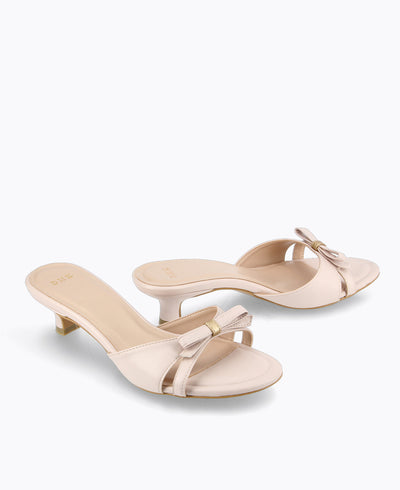 Diana Bow Heel Sandals - Beige