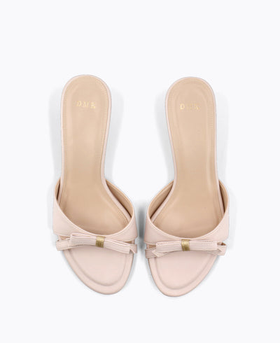 Diana Bow Heel Sandals - Beige