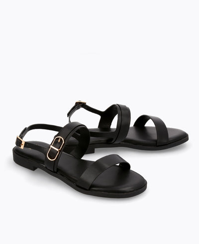 Hannah Flat Sandals - Black