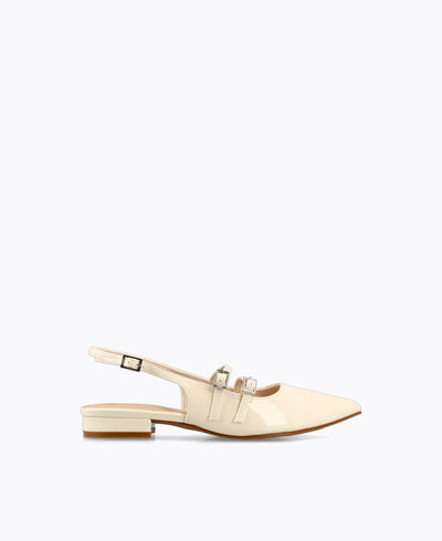 Inca Slingback Mary Jane Flats - Beige