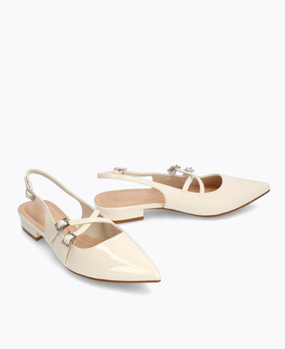 Inca Slingback Mary Jane Flats - Beige