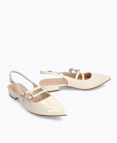 Inca Slingback Mary Jane Flats - Beige