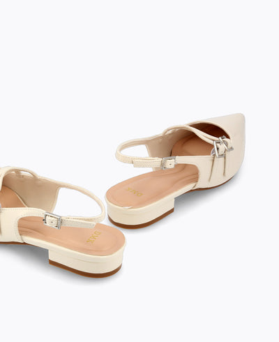 Inca Slingback Mary Jane Flats - Beige