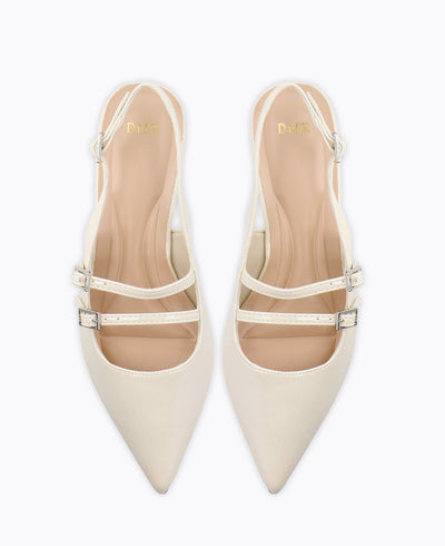 Inca Slingback Mary Jane Flats - Beige