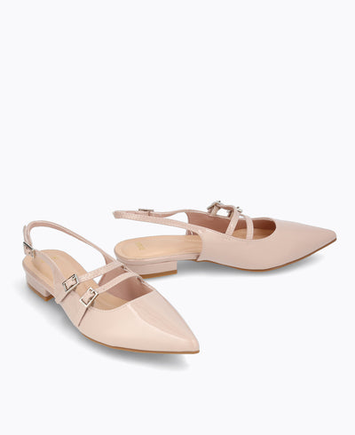 Inca Slingback Mary Jane Flats - Taupe