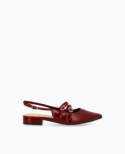 Inca Slingback Mary Jane Flats - Red