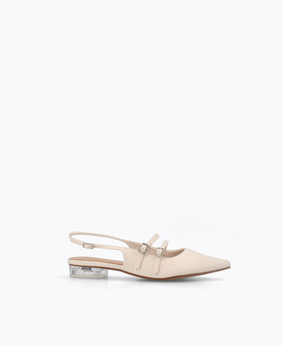 Inca Slingback Mary Jane Flats - Matte Beige