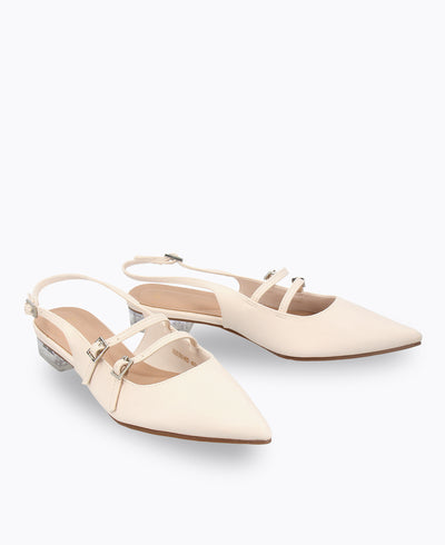 Inca Slingback Mary Jane Flats - Matte Beige