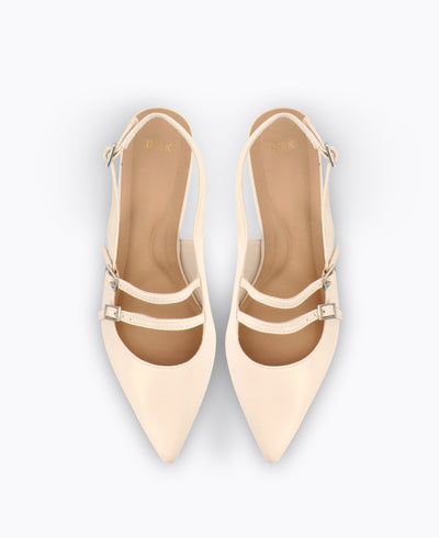 Inca Slingback Mary Jane Flats - Matte Beige